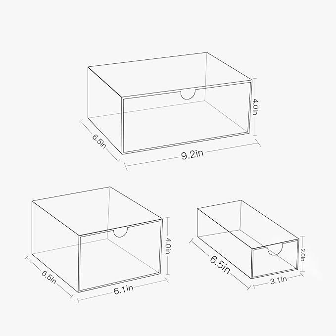 Makeup Drawer Organizer, Desk Drawer Organizer With 4 Drawers, 3 Different Sizes, Suitable For Office Desk, Bathroom, Bedroom, Jewelry, Stationery, Handicraft Storage And Organization, clear