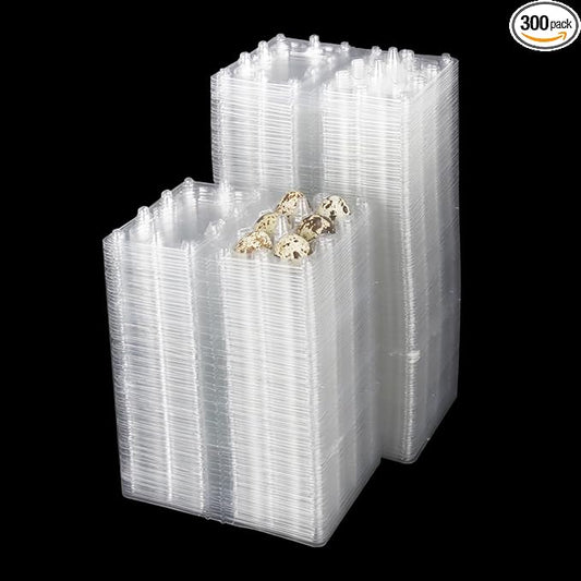 300 Pack Quail Egg Cartons, Clear Plastic Quail Egg Trays, Holds up to 6 Quail Eggs Securely - Your Ultimate Small Eggs Carton Holders for Bulk Storage and Display