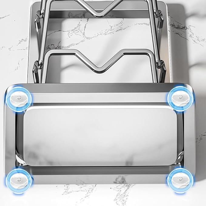 Kitchen Pot Lid Storage Rack, Pot Lid Holder With Tray, Lid Holder While Cooking, Lid And Spoon Rest, Multifunctional Kitchen Organizer Stand for Stove Top (Wall Mount, 3-layer)