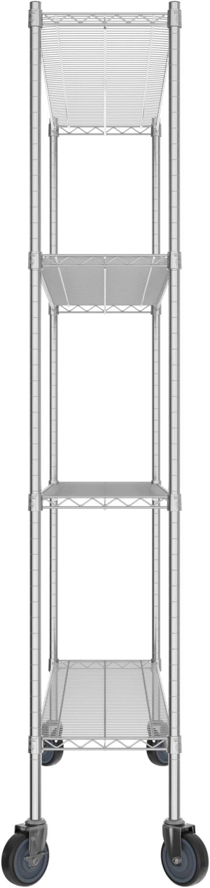 Commercial NSF Listed Chrome Mobile Wire Shelving Kit 14" x 54" x 80", with 4 Shelves Perfect for Warehouse, Walk-in Refrigerator, Freezer, Grocery Store, Restaurant, Dishroom