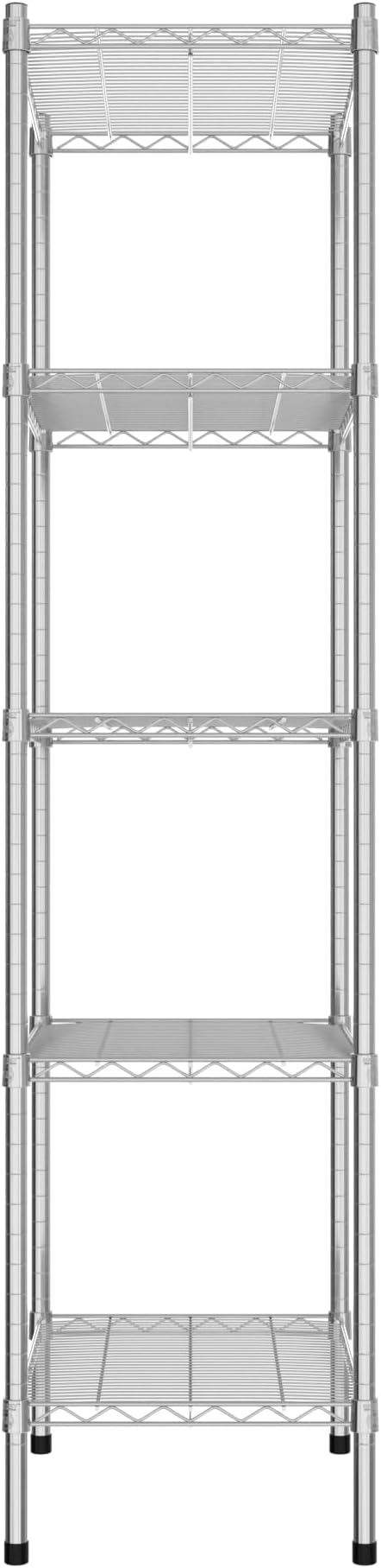 Commercial NSF Listed Chrome Stationary Wire Shelving Kit 18" x 24" x 74", with 5 Shelves Perfect for Warehouse, Walk-in Refrigerator, Freezer, Grocery Store, Restaurant, Dishroom