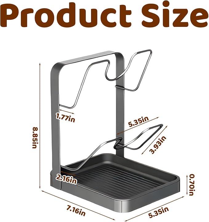 Kitchen Pot Lid Storage Rack, Pot Lid Organizer, Pot Lid Holder U-Groove Carbon Steel With Drip Tray