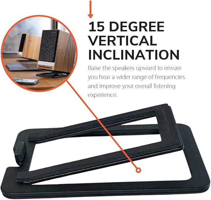Audioengine DS1M Metal Speaker Stands Pair - Tilted for Desktop PC Speakers, Studio and Bookshelf Speakers