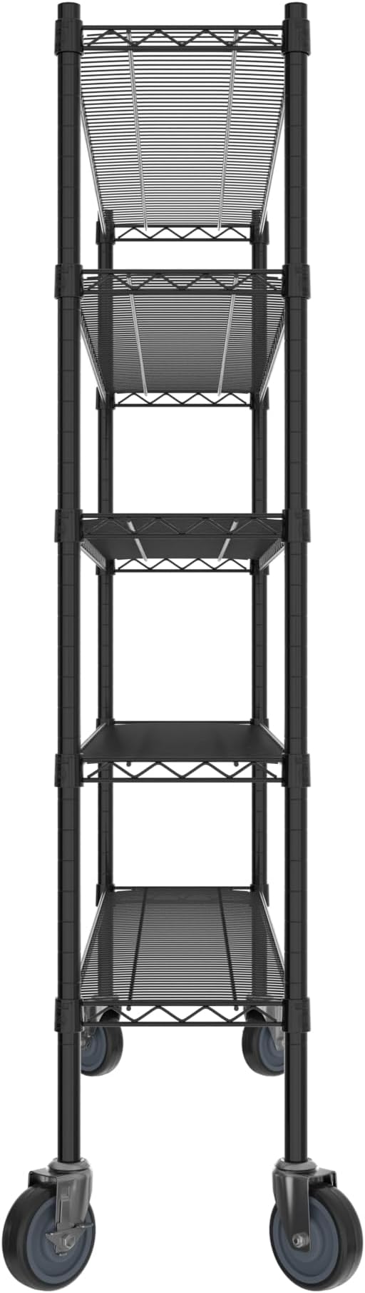 Commercial NSF Listed Black Epoxy Mobile Wire Shelving Kit 12" x 54" x 60", with 5 Shelves Perfect for Warehouse, Walk-in Refrigerator, Freezer, Grocery Store, Restaurant, Dishroom