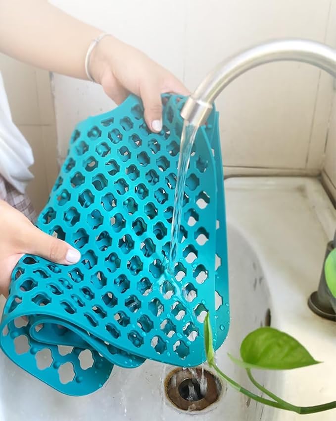 SEEK RARE Kitchen Sink Mat 24 x 13in Silicone Sink Mat Non Slip Sink Protector for Farmhouse Kitchen Green