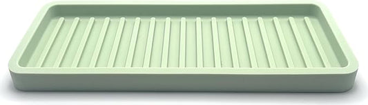 Happitasa Silicone Kitchen Sink Organizer Tray, Sponge Holder and Countertop Protector | Bathroom and Kitchen Soap Dish and Dispenser Tray (Pistachio, 9"x3.5", 5.6 Ounces)