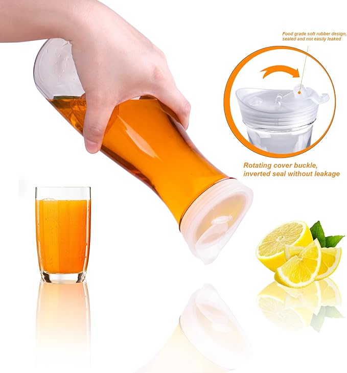4 pack 35oz Plastic Water Carafe with Flip Top Lid, Round Base Juice Containers for Mimosa Bar - BPA-Free Leakproof Beverage Pitcher for Water, Iced Tea, Milk & Fridge Storage（4Pack/35oz ）