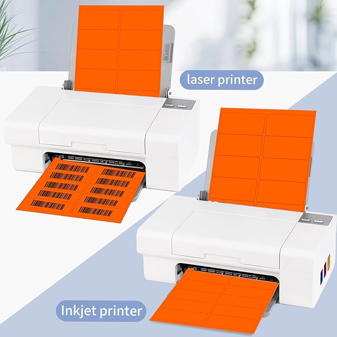 YEGAWEN Shipping Labels Stickers, 2"×4" Printable Mailing Label for Laser/Inkjet Printing- Matte, Permanent Adhesive Labels Stickers (Fluorescent Orange)