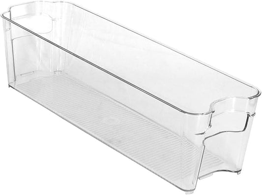 Glad Plastic Refrigerator Organizer Bin – Clear Stackable Fridge/Freezer Storage Container, 14.5” x 4.2” x 4”
