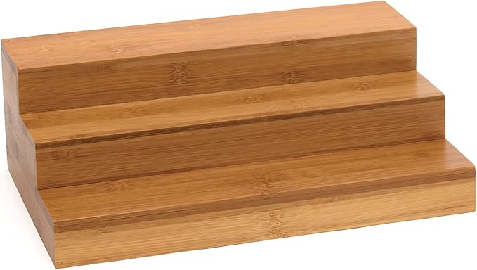 Lipper International 8807 Bamboo Wood Expandable 3-Tier Step Shelf Kitchen Organizer, 12" x 7-7/8" x 4-1/4"