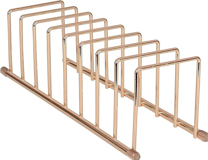 FitWell Kitchen Bakeware Organizer,Plate Racks,Rack for Plastic Lids,Cutting Boards,Cookie Sheets,Pots & Pans Holder,Compact Kitchen Storage,Cabinet Organizer (Copper)