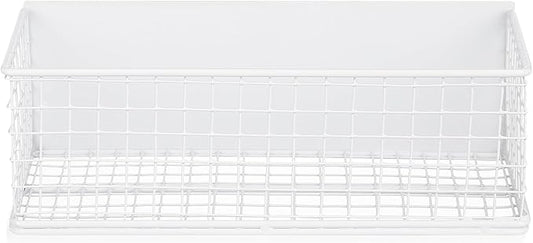 TINEASUR Magnetic Spice Organizer and Storage Rack Large White Magnetic Basket for Refrigerator Side, Kitchen Supplies Holder for Hanging Spice Jars and Fridge Door Storage