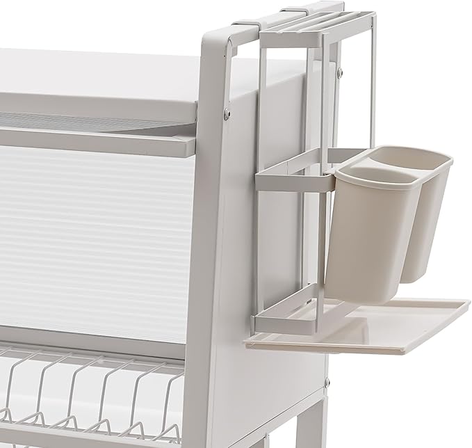 Over The Sink Dish Drying Rack, 3-Tier Kitchen Dish Drainer Rack Height Adjustable Dishware Holder Utensil Organizer Metal Storage Shelf for Countertop