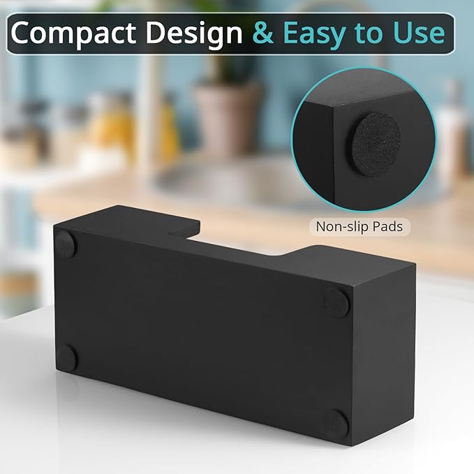 Paper Towel Dispenser Countertop, Wood Bathroom Paper Towel Holder, Black Napkin Holder for Kitchen, Countertop Multifold C-Fold, Z-Fold, Trifold Paper Hand Towel Dispenser for Toilet, Black