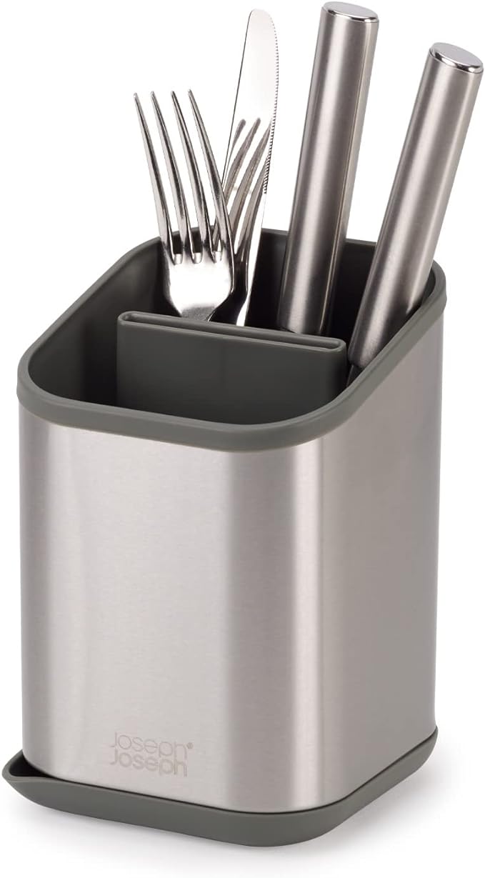 Joseph Joseph Duo Stainless Steel Silverware Flatware Drainer, Kitchen Utensil Organizer
