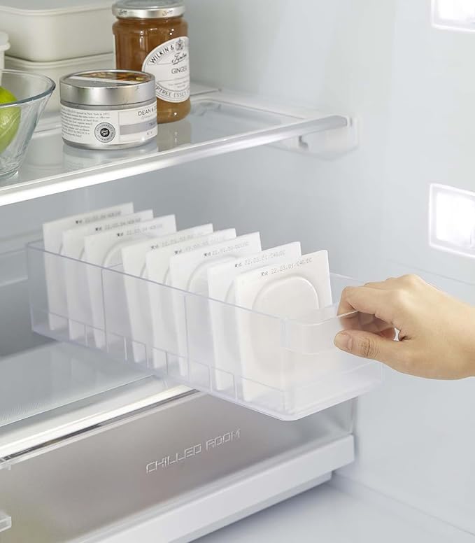 Yamazaki Home Tower Refrigerator Food Case Storage Kitchen Organizer With Adjustable Dividers - Transparent Pantry Holder, Stackable Fridge Drawer - Abs Plastic -
