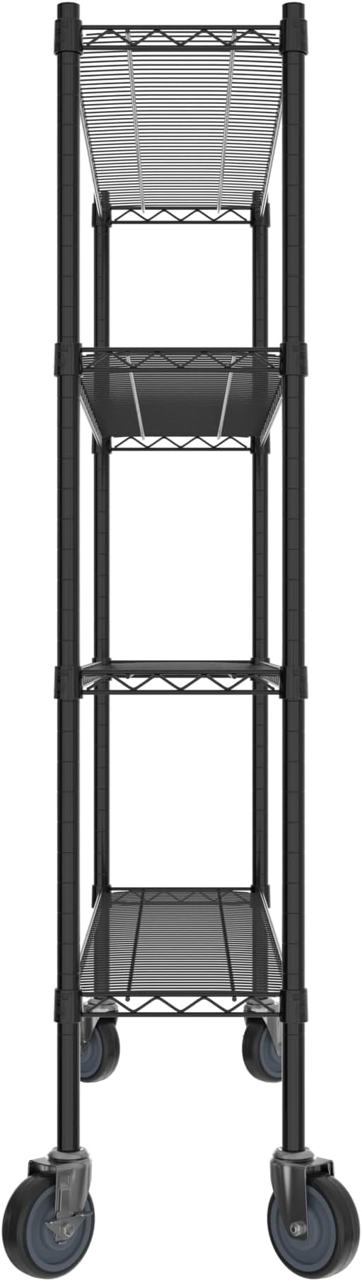 Commercial NSF Listed Black Epoxy Mobile Wire Shelving Kit 12" x 48" x 60", with 4 Shelves Perfect for Warehouse, Walk-in Refrigerator, Freezer, Grocery Store, Restaurant, Dishroom