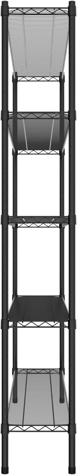 Commercial NSF Listed Black Epoxy Stationary Wire Shelving Kit 12" x 60" x 74", with 5 Shelves Perfect for Warehouse, Walk-in Refrigerator, Freezer, Grocery Store, Restaurant, Dishroom