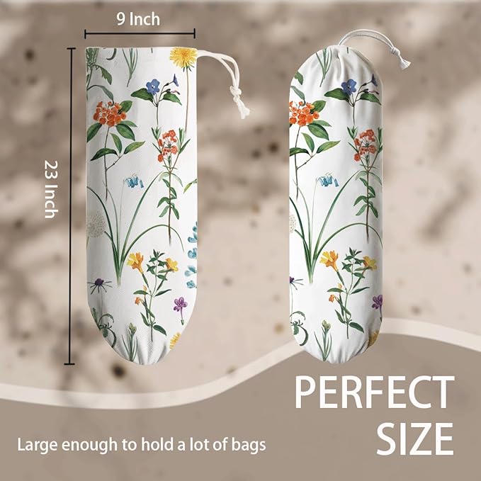 Spring Plastic Bag Holder, Flower Grocery Bags Storage Holder, Grocery Bag Organizer for Home Kitchen Pantry, Kitchen Housewarming Gifts for Women Family Hostess Friends Grandma Mom