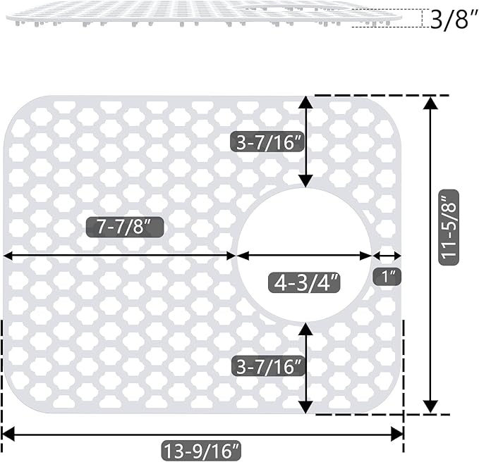 BEHOK 2 Pack Silicone Sink Protector for Kitchen Sink Bathroom, 13.58" x 11.6" Heat-resistant Sink Mat Non-Slip and Durable Silicone Protectors, Rear Drain, White