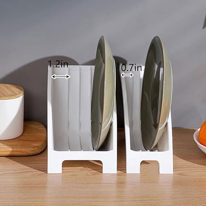3PCS Dinner Plate Holder, Plastic Kitchen Cabinet Organizer for Dishes Vertical Dishes Storage Rack for Kitchen Countertop(2 Small & 1 Large)