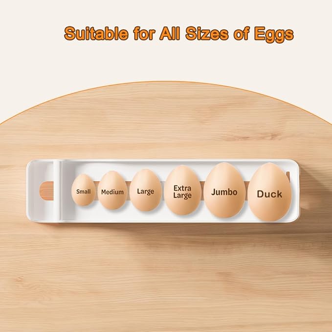 Egg Holder for Fridge, 2 Tiers Auto Rolling Egg Storage Organizer for Refrigerator, Slim Space Saving Container, Dispenser - Egg Roller for Eggs 12 Count