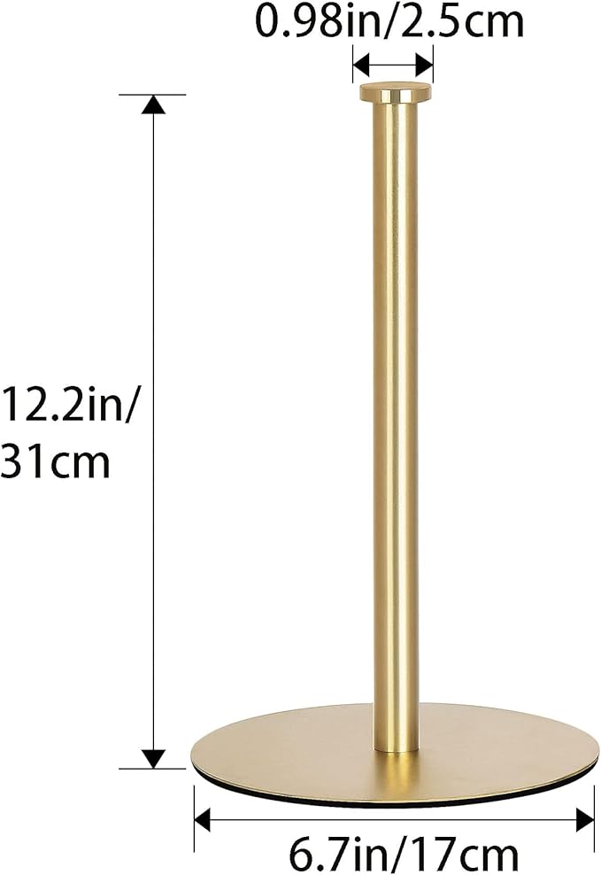 Gold Paper Towel Holder Countertop, OBODING, Kitchen Paper Towel Holder Stand for Kitchen and Bathroom Organization and Storage, Paper Towel Holders for Standard and Large Size Rolls (Gold)