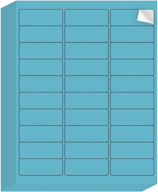 YEGAWEN -1" x 2-5/8" Address Labels- Neon Color Stickers for Laser/Inkjet Printer mailing Labels 8.5"×11"-Lake Blue