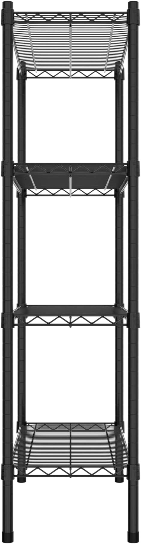Commercial NSF Listed Black Epoxy Stationary Wire Shelving Kit 14" x 30" x 54", with 4 Shelves Perfect for Warehouse, Walk-in Refrigerator, Freezer, Grocery Store, Restaurant, Dishroom