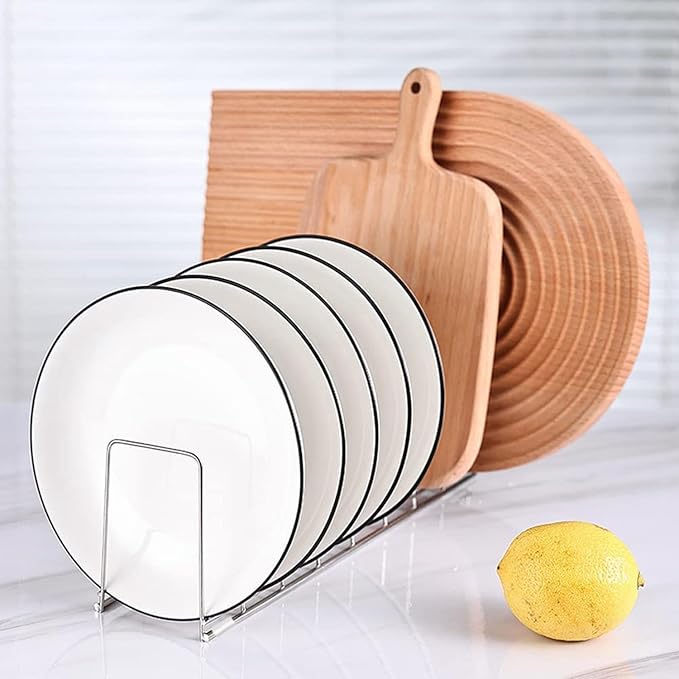 2PCS Dish Rack, Stainless Steel Small Bowl Drainer, Pot Lid Holder, Plate Organizer for Cabinet for Plates Cutting Boards, Bakeware, Cooling Racks, Pots & Pans, Chrome
