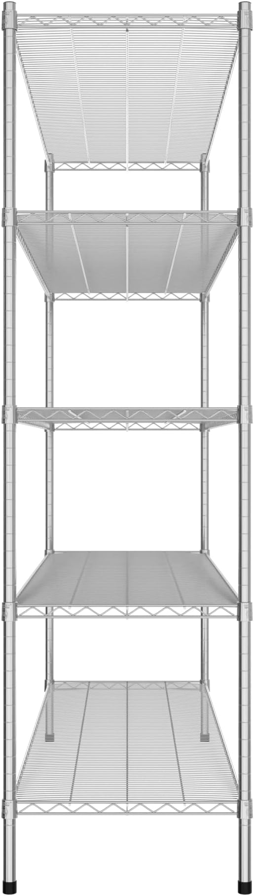 Commercial NSF Listed Chrome Stationary Wire Shelving Kit 21" x 72" x 74", with 5 Shelves Perfect for Warehouse, Walk-in Refrigerator, Freezer, Grocery Store, Restaurant, Dishroom