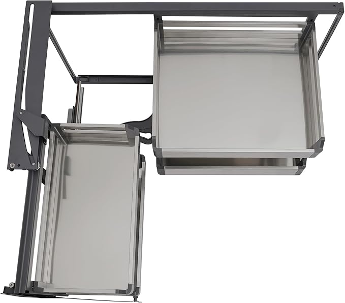 Blind Corner Cabinet Pull Out Organizer - 4-Basket Hidden Corner Storage with 115° Opening, Stainless Steel & Iron Construction, 15.43LBS Load-Bearing for Kitchen Cabinets (Silver/Black)