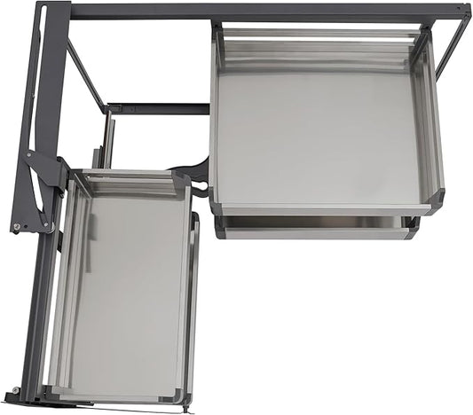 Blind Corner Cabinet Pull Out Organizer - 4-Basket Hidden Corner Storage with 115° Opening, Stainless Steel & Iron Construction, 15.43LBS Load-Bearing for Kitchen Cabinets (Silver/Black)