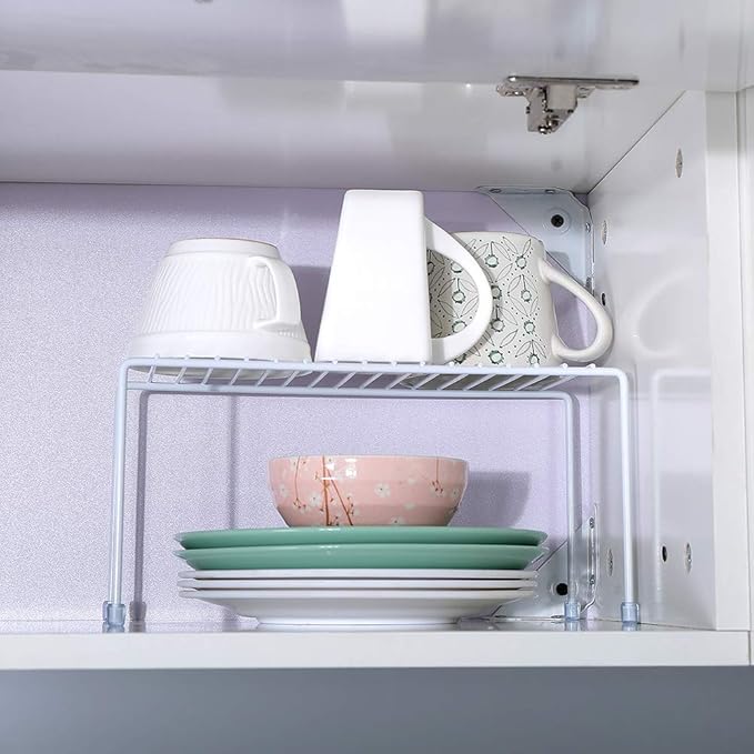 Kitchen Shelves, Cabinet Organization Mini Storage Shelf, White,Set of 2