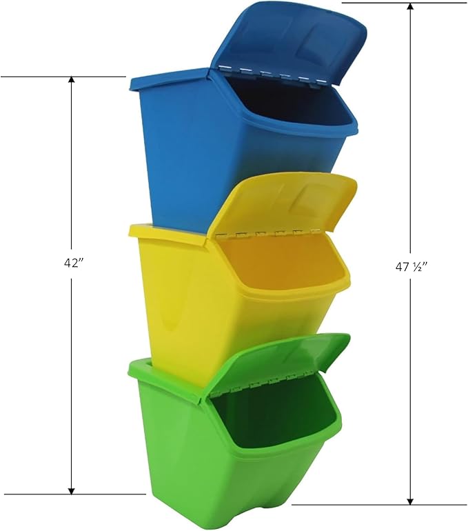 Redmon Since 1883 10 Gallon Stackable Shutter 3 PC Set Bins (7319)