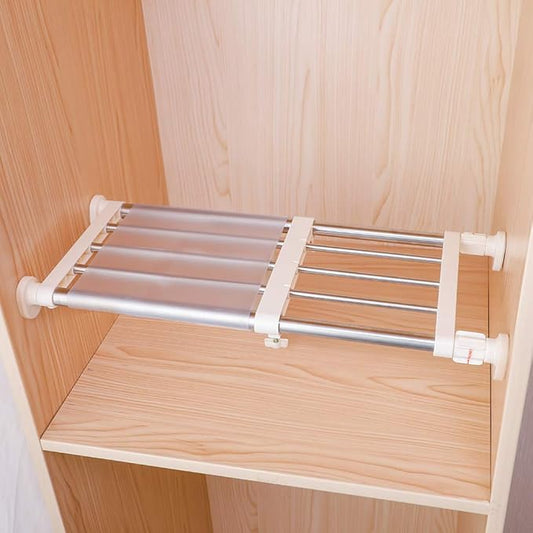 Hershii Closet Tension Shelf & Rod Expandable Metal Storage Rack Adjustable Organizer DIY Divider Separator for Cabinet Wardrobe Cupboard Kitchen Bathroom，15.74-23.62inches | Organizer, DIY, Divider, Separator, for Cabinet, for Wardrobe
