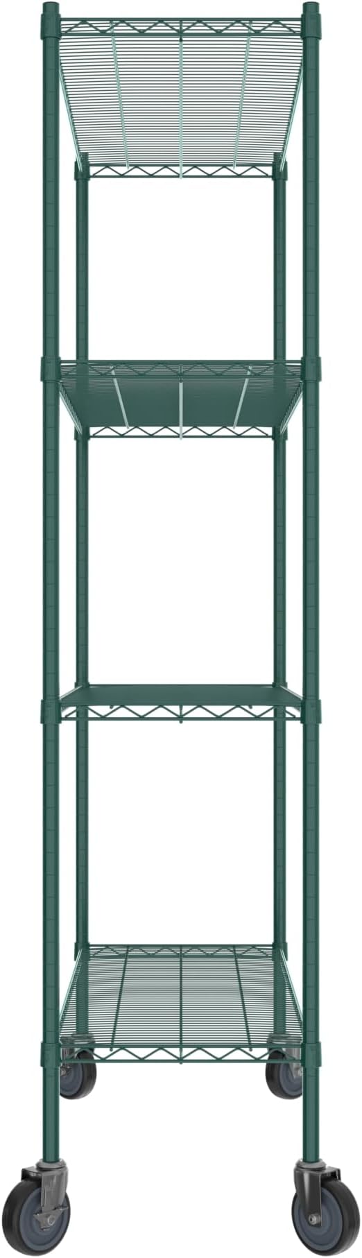 Commercial NSF Listed Green Epoxy Mobile Wire Shelving Kit 18" x 48" x 80", with 4 Shelves Perfect for Warehouse, Walk-in Refrigerator, Freezer, Grocery Store, Restaurant, Dishroom