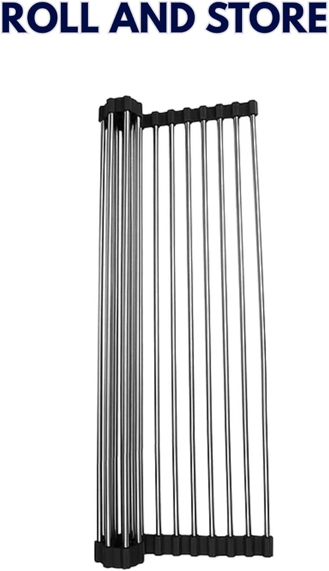 Nantucket Sinks RUM1613 Roll Up Dish Drying Rack – Over The Sink Foldable, Stainless Steel Kitchen Workstation Accessories for SR-PS-3018-16, ZR-PS-3018-16 and The SR-PS2-2818-16 Sinks
