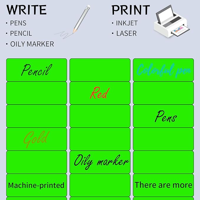 Yegawen 1" x 2-5/8" Address Labels 600 Labels Sticker Paper for Laser/Ink Jet Printer Mailing Labels 8.5"×11" Fluorescent Green 30 per Sheet