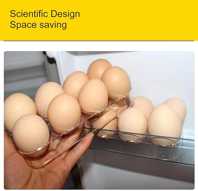 2PCS 8 Grids Egg Holder for Fridge, Clear Egg Container Refrigerator Organizers and Storage Independent Slots for Kitchen Cabinet Refrigerator
