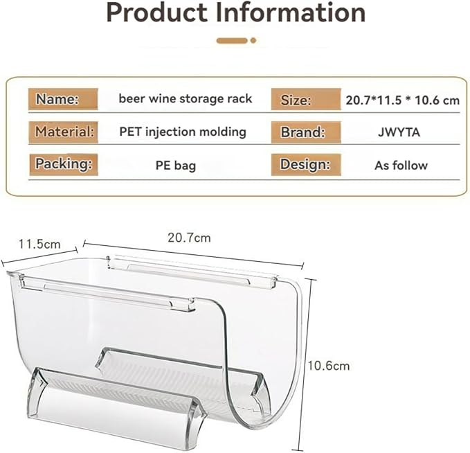 JWYTA Transparent Wine Rack Stackable Bottle Holder for Refrigerator Beverage Storage and Organization at Home (2 Link)