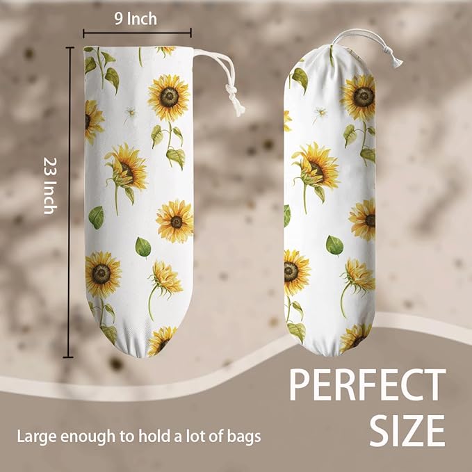 Sunflower Bag Holder, Grocery Bags Storage Dispenser, Wall Mounting Shopping Bag Organizer, Farmhouse Sweet Home Kitchen Decor, Housewarming Gifts, Gift for Women Family Friends Grandma Mom