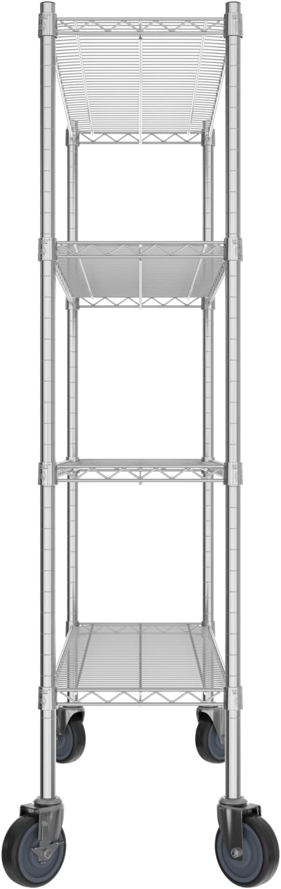 Commercial NSF Listed Chrome Mobile Wire Shelving Kit 14" x 42" x 60", with 4 Shelves Perfect for Warehouse, Walk-in Refrigerator, Freezer, Grocery Store, Restaurant, Dishroom