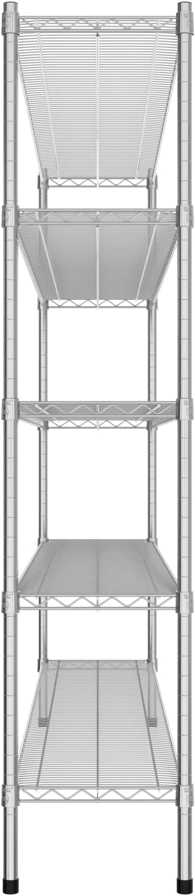 Commercial NSF Listed Chrome Stationary Wire Shelving Kit 14" x 72" x 64", with 5 Shelves Perfect for Warehouse, Walk-in Refrigerator, Freezer, Grocery Store, Restaurant, Dishroom