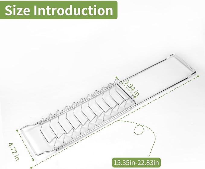 Space Saving Dish Drying Rack Small - Expandable Telescopic Over The Sink Drying Rack,304 Stainless Steel Dishrack for 13.58" - 21.65" Sinks. (Small)