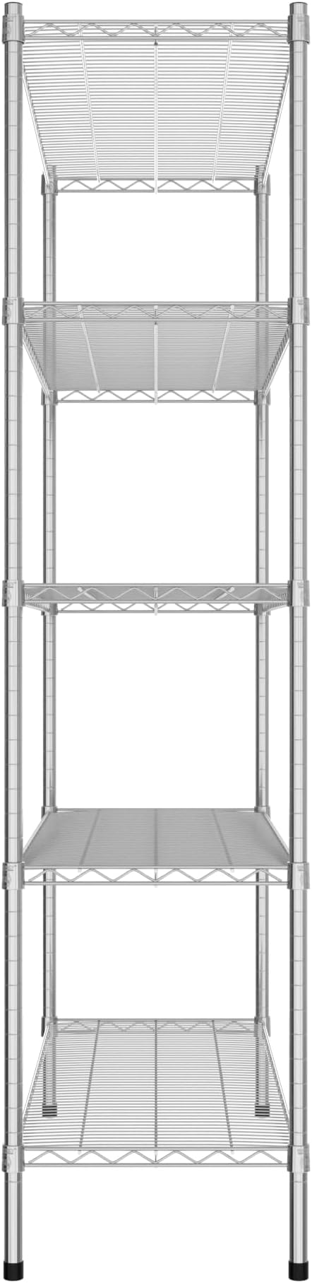 Commercial NSF Listed Chrome Stationary Wire Shelving Kit 18" x 48" x 74", with 5 Shelves Perfect for Warehouse, Walk-in Refrigerator, Freezer, Grocery Store, Restaurant, Dishroom