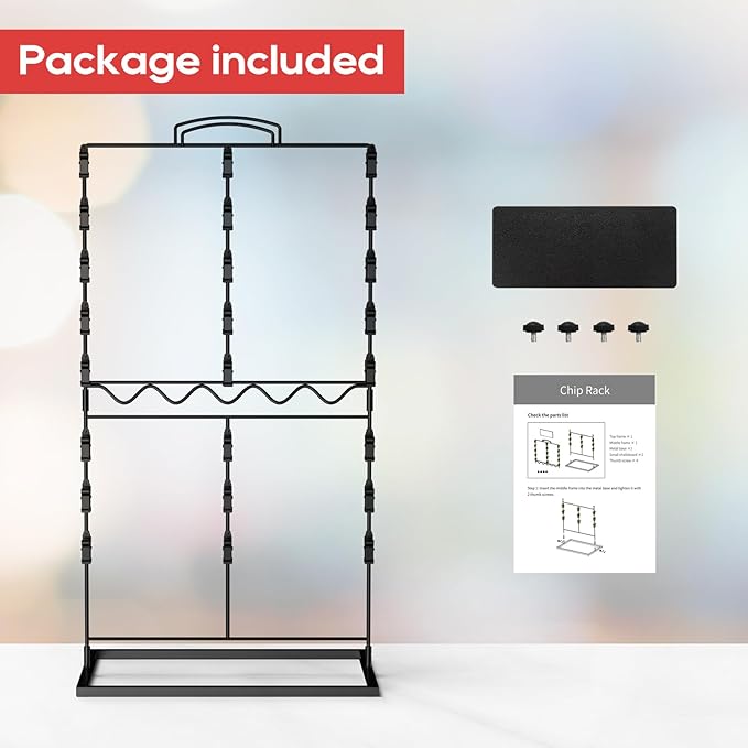 TJ.MOREE Chip Rack Display Stand, Chip Bag Holder for Party Display 3-Row 48 Clips Countertop Snack Hanger, Snack Retail Display Rack