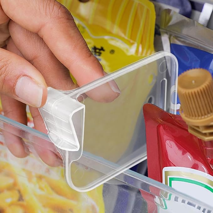40Pcs Clear Fridge Divider Set Fridge Door Organizer Plastic Clip Dresser Drawer Refrigerator Seperators Adjustable Retractable Kitchen Storage Home Office Clear Multifunctional Supplies