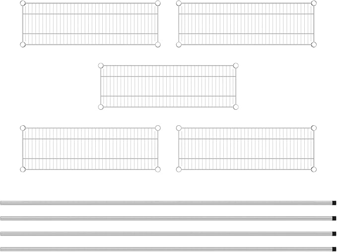Commercial NSF Listed Chrome Stationary Wire Shelving Kit 12" x 36" x 86", with 5 Shelves Perfect for Warehouse, Walk-in Refrigerator, Freezer, Grocery Store, Restaurant, Dishroom