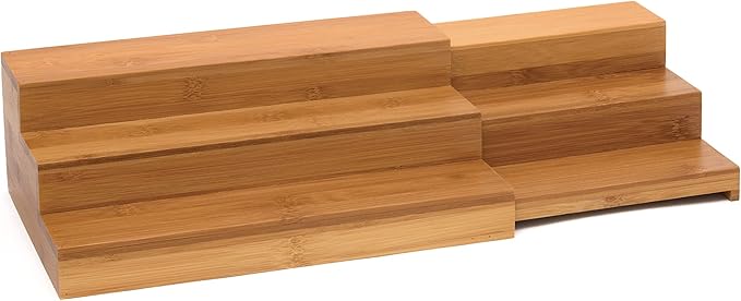 Lipper International 8807 Bamboo Wood Expandable 3-Tier Step Shelf Kitchen Organizer, 12" x 7-7/8" x 4-1/4"